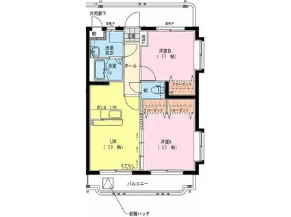 レザンス波島(2LDK/2階)の間取り写真