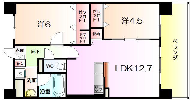 アトリエール堺寺地町(2LDK/5階)の間取り写真