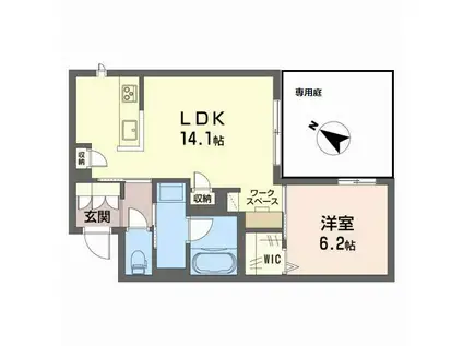 カトル レーヴ(1LDK/1階)の間取り写真