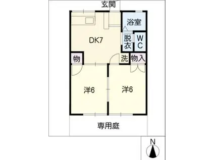 サンファミール(2DK/1階)の間取り写真