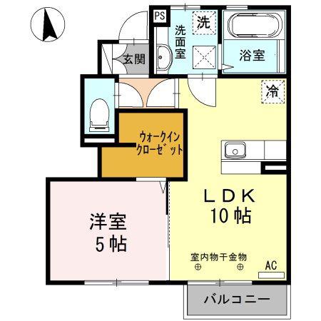 T-ROOM前沢(1LDK/1階)の間取り写真