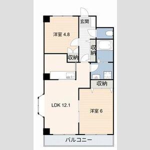 ハピネス山下(2LDK/1階)の間取り写真