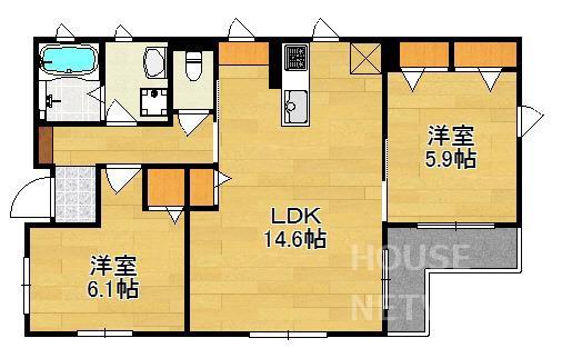 地下鉄烏丸線 丸太町駅(京都市営) 徒歩5分 3階建 築9年(2LDK/2階)の間取り写真