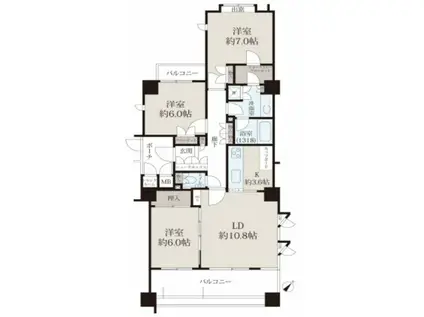 目黒大塚山ローレルコート(3LDK/2階)の間取り写真