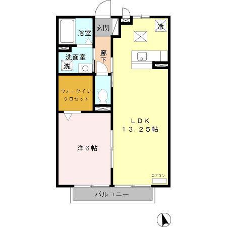 ヴァンコートV(1LDK/1階)の間取り写真