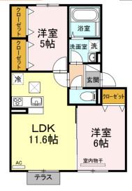 メゾンOTC(2LDK/1階)の間取り写真