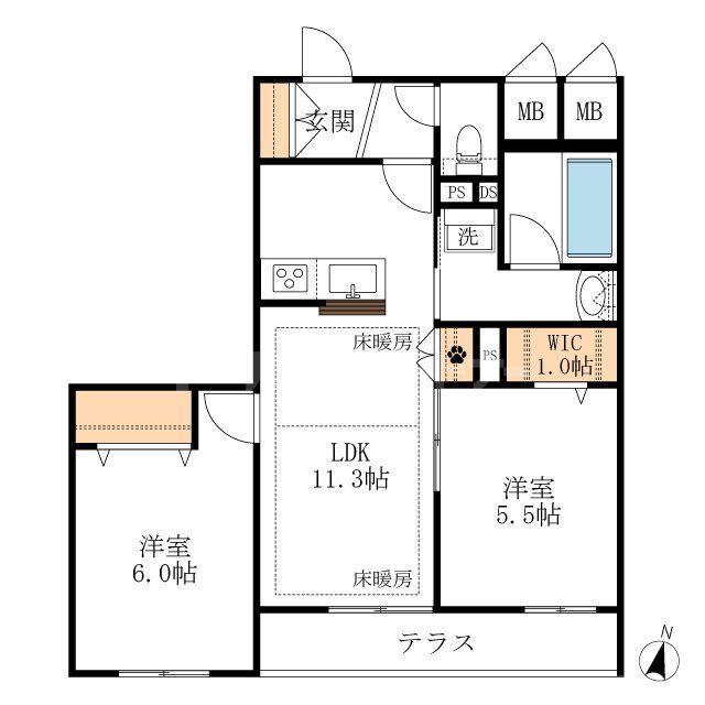 LS PLUS八潮(2LDK/3階)の間取り写真