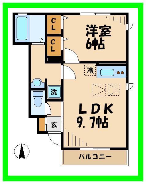 サニーウェル砧(1LDK/1階)の間取り写真