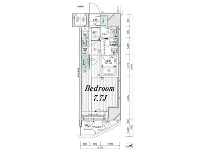 メインステージ大山II(1K/7階)の間取り写真