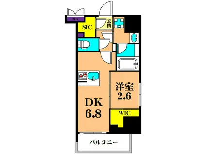 シーフォルム大井町II(1DK/3階)の間取り写真