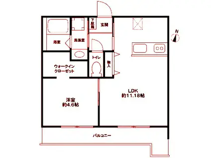 VIOLA TERRACE 北寺尾(1LDK/1階)の間取り写真