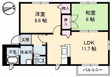 エクセレント・コート(2LDK/2階)の間取り写真