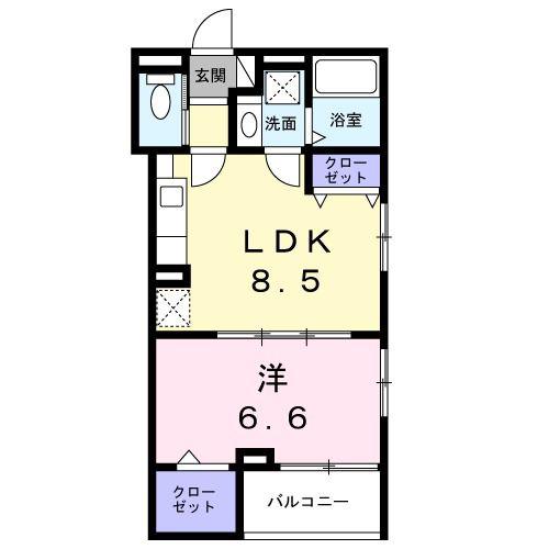 パーチェ エテルノII(1LDK/2階)の間取り写真