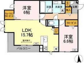 グラシオン(2LDK/2階)の間取り写真