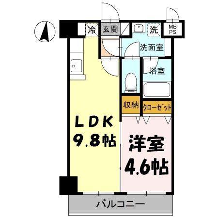 FREESIA(1LDK/2階)の間取り写真