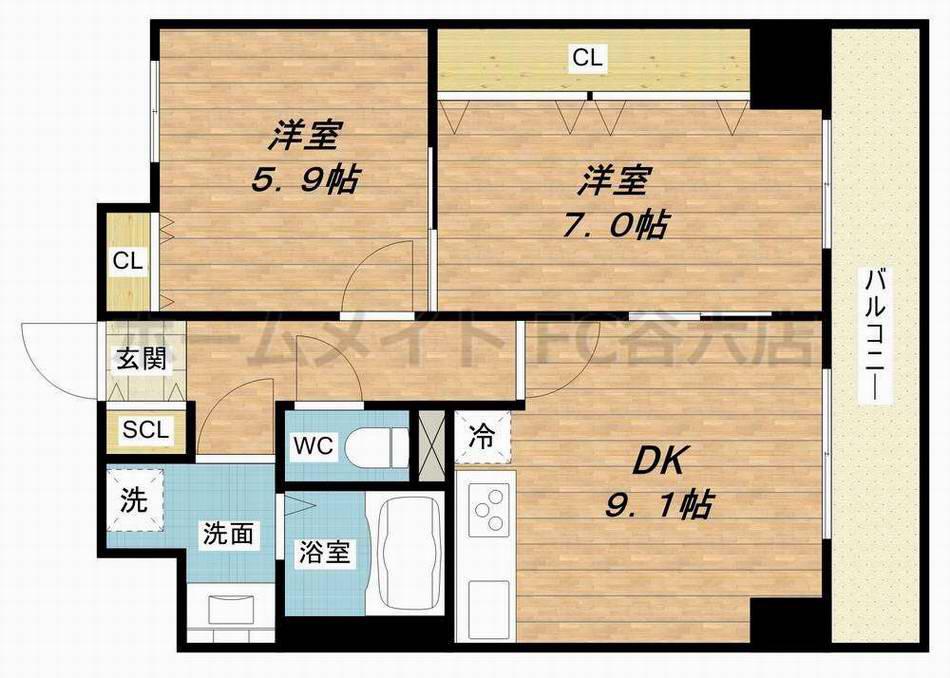 グランデュール林寺(2LDK/4階)の間取り写真