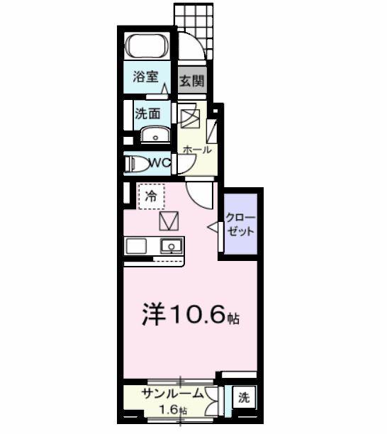レッチーノII(ワンルーム/1階)の間取り写真