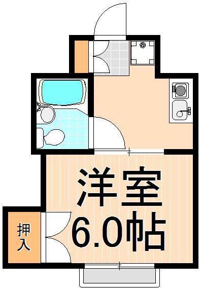 パークハイツ桜木(1DK/3階)の間取り写真