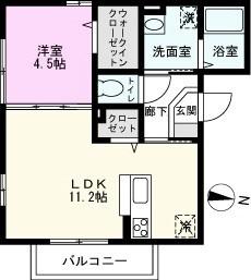 ソレーユ ヒロ(1LDK/1階)の間取り写真