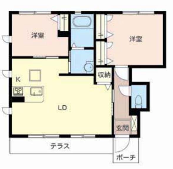 カンパーニュ(2LDK/1階)の間取り写真