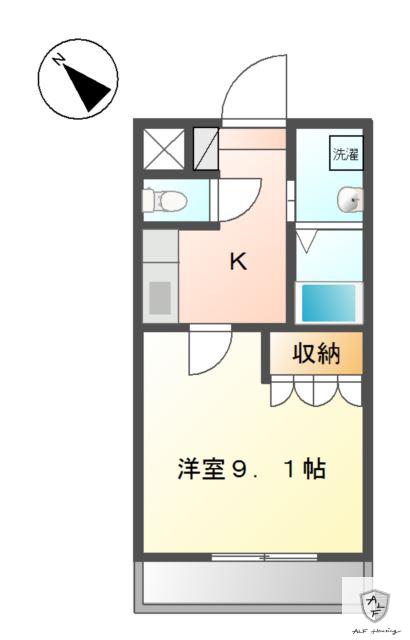 シャルマンカトレア(1K/2階)の間取り写真