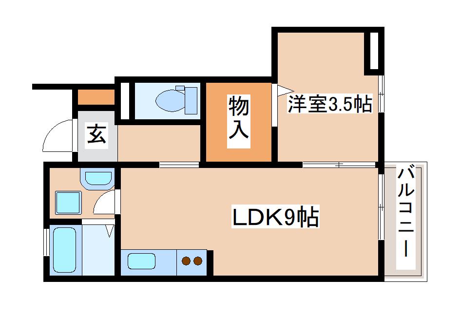 ブランシュール(1LDK/1階)の間取り写真