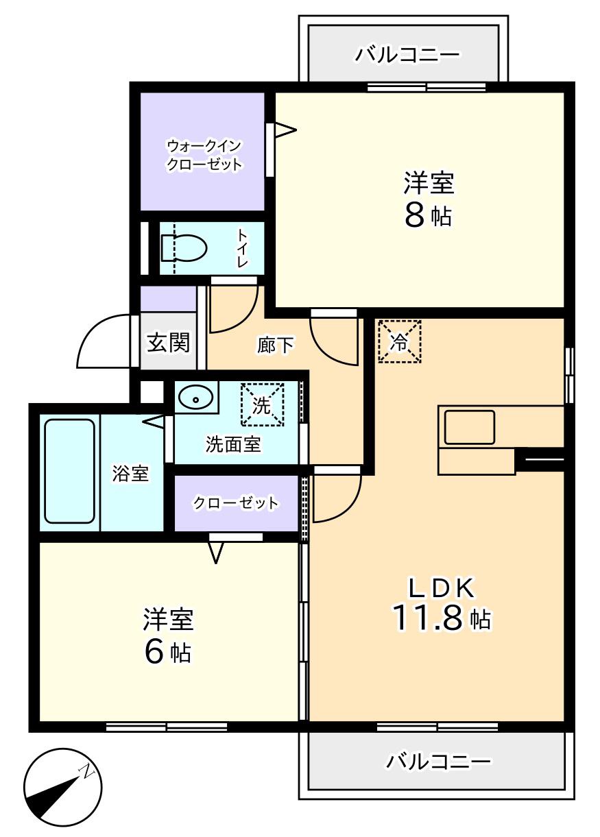 エスペランサ昭和(2LDK/1階)の間取り写真