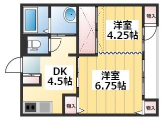 プレステージインサバト(2K/1階)の間取り写真