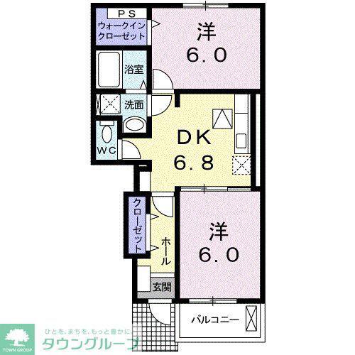 フェイバー ビーエム II(2DK/1階)の間取り写真