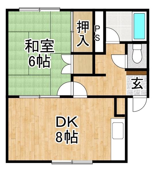 サウス25(1DK/2階)の間取り写真