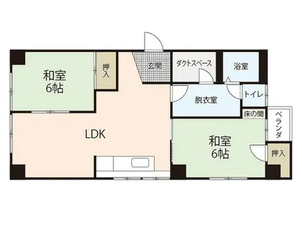 たかのばしハイツ(2LDK/4階)の間取り写真