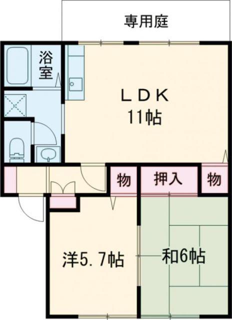 ALLEY島泉131A棟(2LDK/1階)の間取り写真