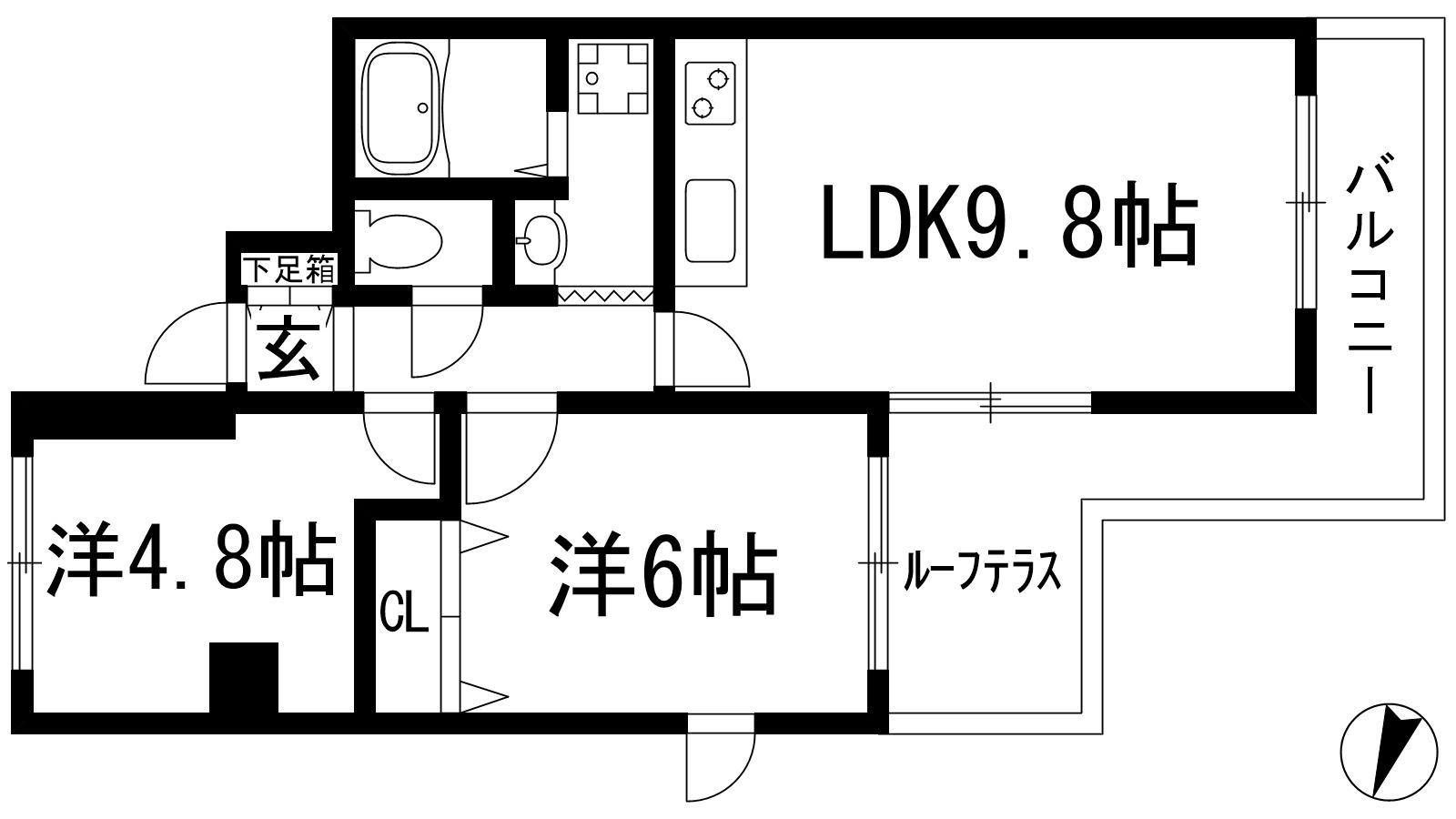 メゾンボヌール(2LDK/3階)の間取り写真