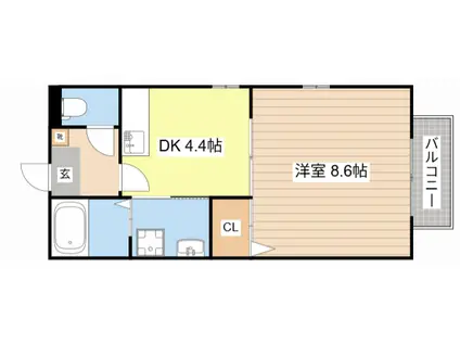 ディアスサーティーテン(1DK/1階)の間取り写真