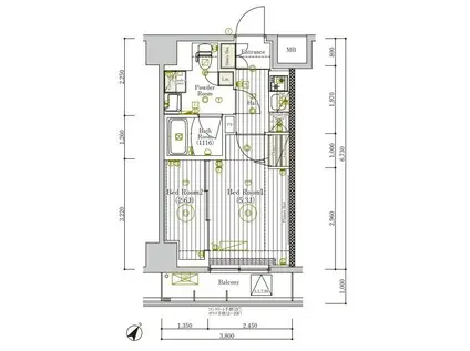 ミライズ新小岩マーロ(2K/6階)の間取り写真
