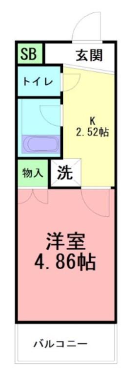 コマキビル(1K/2階)の間取り写真