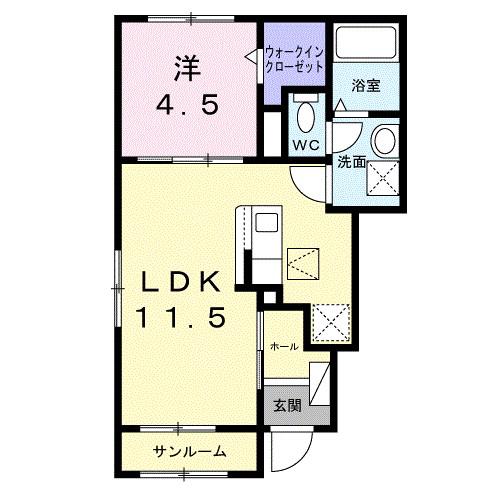エレガンス メゾン I(1LDK/1階)の間取り写真