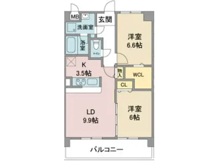 クレスト社台(2LDK/2階)の間取り写真