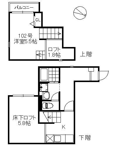 西新パークサイド 375(1K/1階)の間取り写真