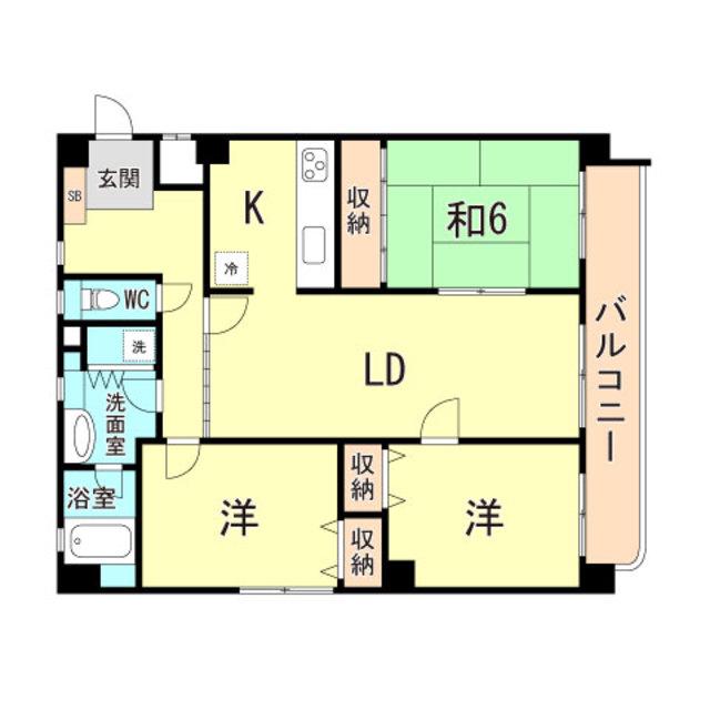 南甲子園ハイツ(3LDK/3階)の間取り写真