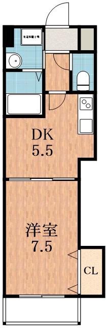 ブルージュ天王寺(1DK/5階)の間取り写真