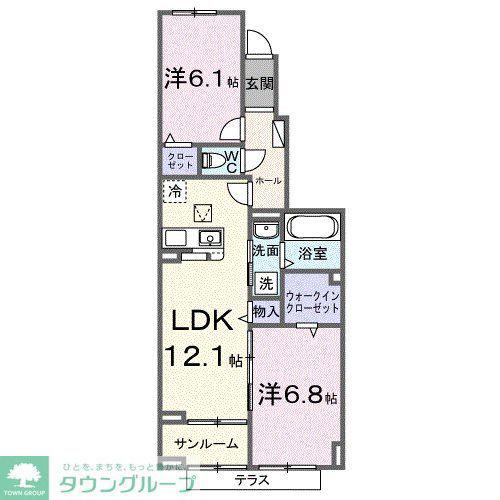 メゾン・リュエルアルファ(2LDK/1階)の間取り写真