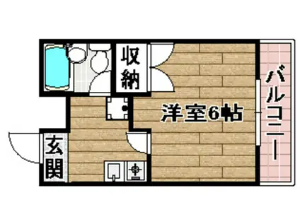 万葉ハイツ 水無瀬(1K/2階)の間取り写真