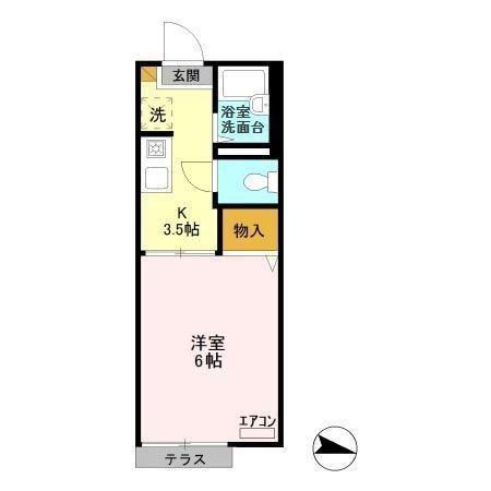 クレールA・B(1K/1階)の間取り写真