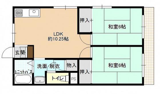 高尾ハイツ(2LDK/2階)の間取り写真