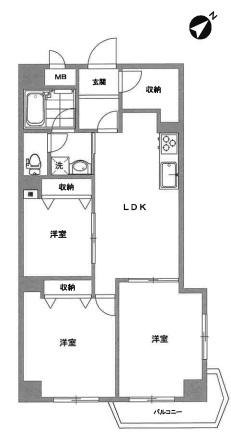 青木町ハイツ2号棟(3LDK/3階)の間取り写真