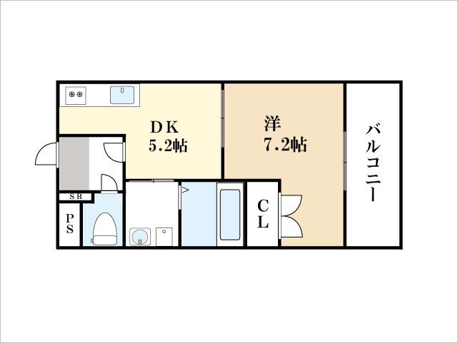 IRIS YOU(1DK/2階)の間取り写真