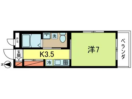 高円寺第二コーポ(1K/3階)の間取り写真