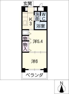 あそかビル(2K/4階)の間取り写真