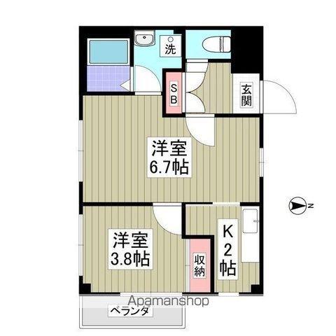 ハイム小杉(2K/4階)の間取り写真